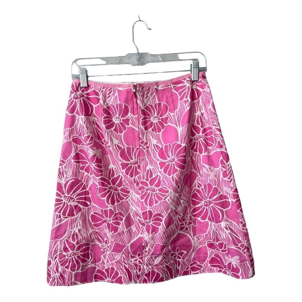 Lilly Pulitzer Womens A-Line Pink Floral Skirt‎ Size 2 Lined Back Zip Closure